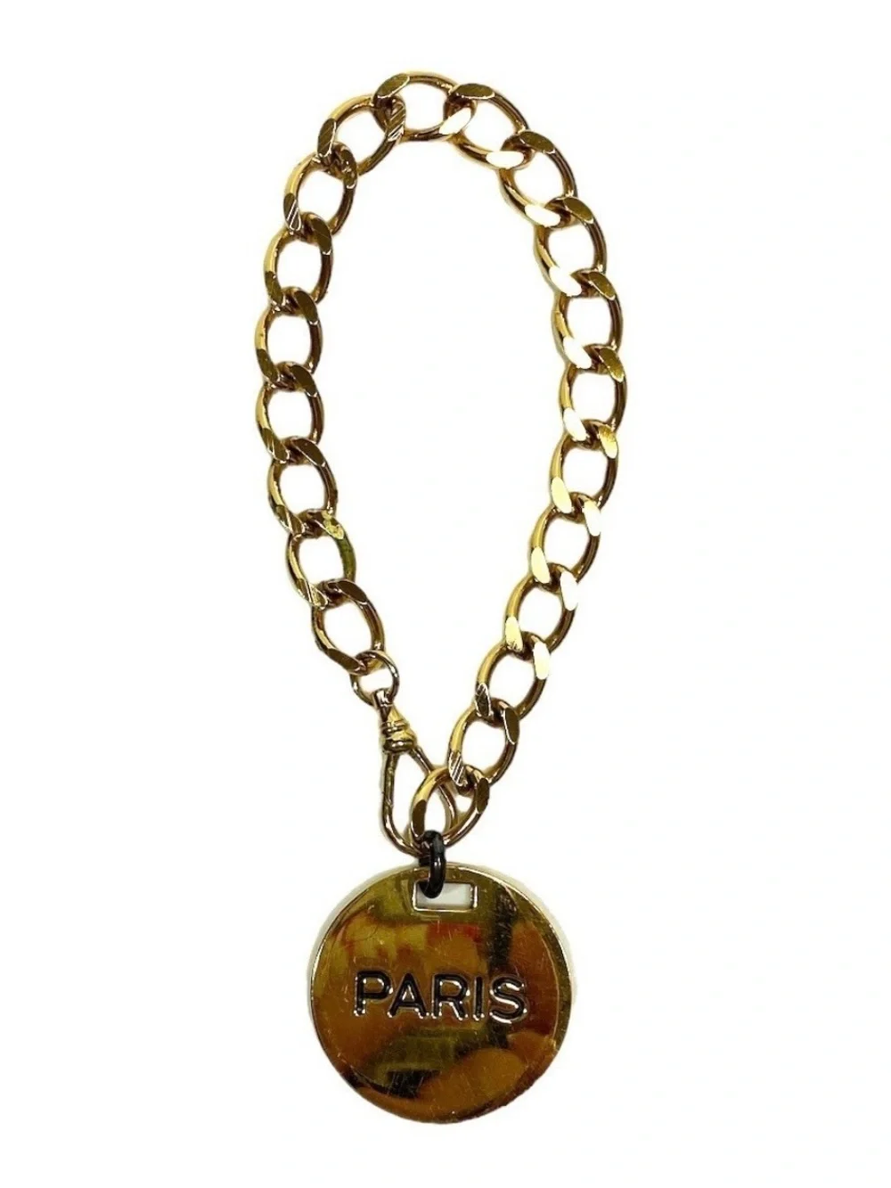 Authentic Vintage CHANEL Gold Chain CHANEL PARIS Medallion Bag Charm Keychain